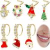 REVOLIA Body Piercing Studs | Revolia 7Pcs 20G 316L Stainless Steel Christmas Dangle Nose Ring Stud For Women Men L Shaped Snowman Nose Studs Christmas Tree Santa Claus Dangling Nose Piercing Jewelry