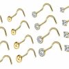 LuckyAmor Body Piercing Studs | Luckyamor 20G Nose Rings Hoop L Shape Stainless Steel Silver Nose Rings With Cz Studs Screw Shape Nose Piercing Hoop Body Jewelry 16/20/28Pcs