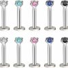 CrazyPiercing Body Piercing Studs | Crazypiercing 10Pcs 16G Lip Rings, 3Mm Crystal Labret Monroe Rings, Internally Threaded Earring Helix, Tragus/Cartilage Piercing Jewelry Studs 6Mm 8Mm 10Mm 12Mm Bar Length