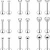 Lcolyoli Body Piercing Studs | Lcolyoli 16 Gauge Medusa Piercing Jewelry Lip Rings For Women Men Stainless Steel Labret Studs Cartilage Forward Helix Tragus Earrings Monroe Snake Bite Piercing Jewelry 9 Pairs