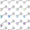 MILACOLATO Body Piercing Studs | Milacolato 20G 18G Threadless Push In Nose Rings Studs 316L Surgical Steel Pushin Nose Stud 3Mm Rainbow Crystal Opal Nose Rings Hypoallergenic Nostril Piercing Jewelry For Women Men 20Pcs