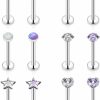 Oicctyzio Body Piercing Studs | Oicctyzio 20G 18G Threadless Push In Earrings Nose Rings Studs For Women Men Hypoallergenic Surgical Steel Flat Back Cartilage Earring Tragus Helix Lip Labret Medusa Piercing Jewelry