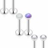 Yaalozei Body Piercing Studs | Yaalozei 16G Opal Tragus Cartilage Helix Earrings Piercing Jewelry 316L Surgical Steel Flat Back Lip Labret Monroe Medusa Rings Studs Internally Threaded 6Mm 8Mm 10Mm Bars