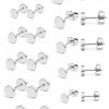 Ftovosyo Body Piercing Studs | Ftovosyo 12 Pairs Black Stud Earrings For Men Stainless Steel Round Disc Faux Gauges Ear Studs For Women Girls 3Mm-8Mm