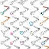 Jstyle Body Piercing Studs | Jstyle Hypoallergenic Nose Rings 30Pcs 18G 20G Surgical Stainless Steel Nose Ring Studs Heart Opal Cz Straight L Shaped Screw Nose Rings Labret Nose Piercing Jewelry For Women Men