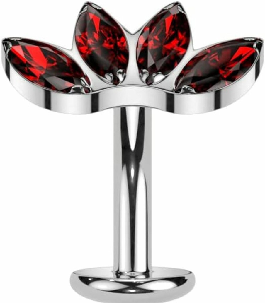 Dynamique Galerie Body Piercing Studs | Dynamique Implant Grade Titanium Threadless Convex Base Floating Belly Ring With 4 Marquise Cz Fan Top (Sold Per Piece)