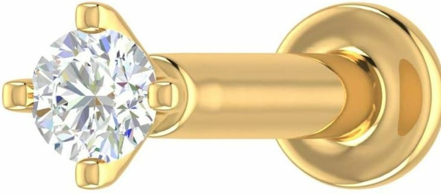 FINEROCK Body Piercing Studs | Finerock 0.03 To 0.14 Carat 4-Prong Solitaire Diamond Nose Pin Stud In 18K Gold