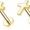 Izpack Body Piercing Studs | Top Cross Faith Labret Cartilage Helix Stud Earrings Stainless Steel Tragus Nose Studs Earring Monroe Lip Rings Bar 6Mm 8Mm Medusa Piercing Body Jewelry Gifts For Women Girls Men 16G