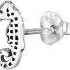 Forbidden Body Jewelry Body Piercing Studs | .925 Sterling Silver Seahorse Cartilage Stud Earring For Left Ear (Sold Individually)