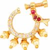 OPAL TOUCH Body Piercing Studs | Opal Touch Women Nose Pin/Nath Nose Ring Traditional Jewellery-Ruby-White Gold Nose Pin