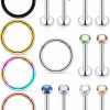 Xnsjeyy Body Piercing Studs | Xnsjeyy 16G 18G Threadless Push In Lip Rings Hoops For Women Stainless Steel Labret Jewelry Monroe Lip Ring Medusa Piercing Jewelry Tragus Helix Cartilage Earring Piercing Jewelry Hoops For Women Cz