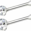 Forbidden Body Jewelry Body Piercing Studs | Forbidden Body Jewelry 14K Gold Nose Ring, 22G, Solid 7Mm Micro Stud, 1.25-2Mm Cz Simulated Diamond, Non-Irritating Skin Safe Real Gold, Women And Men