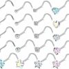 Kridzisw Body Piercing Studs | Kridzisw 18G 20G Heart Star Cz Nose Rings Studs Hypoallergenic 316L Surgical Steel L Shaped Silver Stud Nose Rings Cute Nose Piercing Jewelry For Women Men Diamond 1.5Mm 2Mm 2.5Mm 3Mm