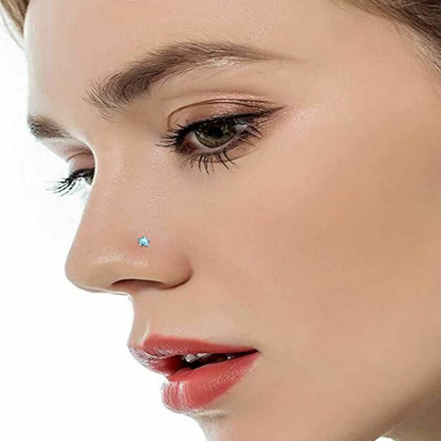 Kridzisw Body Piercing Studs | Kridzisw 18G 20G Heart Star Cz Nose Rings Studs Hypoallergenic 316L Surgical Steel L Shaped Silver Stud Nose Rings Cute Nose Piercing Jewelry For Women Men Diamond 1.5Mm 2Mm 2.5Mm 3Mm