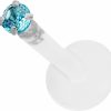 Forbidden Body Jewelry Body Piercing Studs | Forbidden Body Jewelry 14G 8Mm Bioflex Tragus Earring, Helix Earring And Labret Piercing Stud, 2Mm Light Blue Cz Crystal