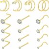 Monily Body Piercing Studs | 16Pcs 20G Stainless Steel Nose Stud For Women 20G Nose Ring Surgical Steel For Men Body Piercing Jewelry