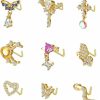 Dochais Body Piercing Studs | Dochais 9Pcs Nose Rings Nose Studs For Women L Shaped Dangle Nose Rings 20G Nose Rings Studs Surgical Stainless Steel Nose Studs Dangling Butterfly Heart Cz Nose Piercing Jewelry