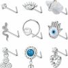 ORAZIO Body Piercing Studs | Orazio 9Pcs Dangle Nose Rings 20G Nose Ring Stud For Women Stainless Steel L Shaped Nose Rings Heart Snake Evil Eye Nose Studs Dangling Nose Piercing Jewelry