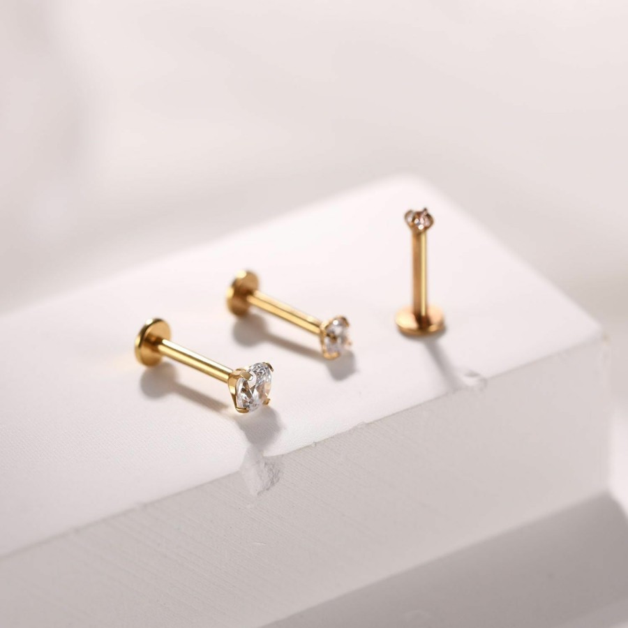 GAGABODY Body Piercing Studs | Gagabody G23 Titanium 16G 6/8/10Mm Clear Cz/Opal Internally Threaded Labret Monroe Lip Studs 6Mm Helix Cartilage Tragus Earring Piercing