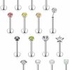 Vsnnsns Body Piercing Studs | Vsnnsns 20G 18G 16G Push In Lip Rings Stainless Surgical Steel Labret Jewelry Monroe Lip Rings Nail Cartilage Tragus Helix Earrings Studs Nose Ring Medusa Piercing Jewelry For Women Men Opal Cz 16Pcs