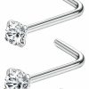 Jstyle Body Piercing Studs | Jstyle 20G 4Pcs Stainless Steel Nose Rings Studs L-Shape Piercing Body Jewelry 1.5Mm 2Mm 2.5Mm 3Mm