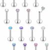 Vsnnsns Body Piercing Studs | Vsnnsns 20G 18G 16G Push In Lip Rings Stainless Surgical Steel Labret Jewelry Monroe Lip Rings Nail Cartilage Tragus Helix Earrings Studs Nose Ring Medusa Piercing Jewelry For Women Men Cz Opal 16Pcs