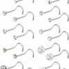 FIBO STEEL Body Piercing Studs | Fibo Steel 10-30Pcs 20G Stainless Steel Nose Ring Studs Body Jewelry Piercing Cz Inlaid 1.5Mm-3.5Mm