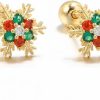 OIDIMS Body Piercing Studs | Snowflake Christmas Cartilage Small Stud Earring Crystal Red Green Tiny Mini Dainty Screw Back Earrings Helix Tragus Barbell 18G Fashion Body Piercing Jewelry For Women Girls New Year Holiday Gifts