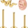 Vegolita Body Piercing Studs | Vegolita 16G G23 Titanium Labret Monroe Stud Internally Threaded Lip Ring Snake Cartilage Helix Tragus Medusa Stud Hypoallergenic Flat Back Stud Piercing Jewelry 6Mm 8Mm 10Mm