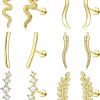 Besteel Body Piercing Studs | Besteel 6 Pairs 16G Stainless Steel Cartilage Earrings Ear Climbers Earrings For Women Gold Helix Crawler Earrings Stud Opal Cz Helix Conch Piercing Jewelry Flat Back Earrings For Upper Ear Cartilage