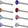 JEWELRIESHOP Body Piercing Studs | Jewelrieshop 40Pcs Nose Studs Stainless Steel Cz Nose Rings Stud Piercing Jewelry Bone Studs For Women Men Hypoallergenic 22G