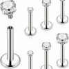 Ocptiy Body Piercing Studs | Ocptiy 20G 18G Titanuim Push In Theadless Nose Rings Studs And Flat Back Earrings Studs Hypoallergenic Implant Grade Cartilage Helix Tragus Conch Earrings Studs For Women Men Bars 6Mm Diamond 3Mm