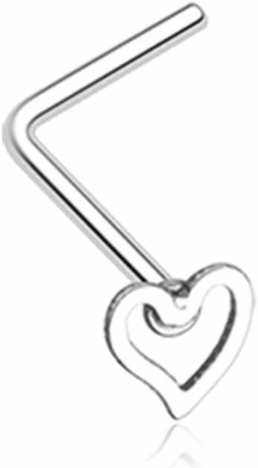 Freedom Fashion Body Piercing Studs | Freedom Fashion Dainty Heart Icon L-Shaped 316L Surgical Steel Nose Stud Ring (Sold Individually)