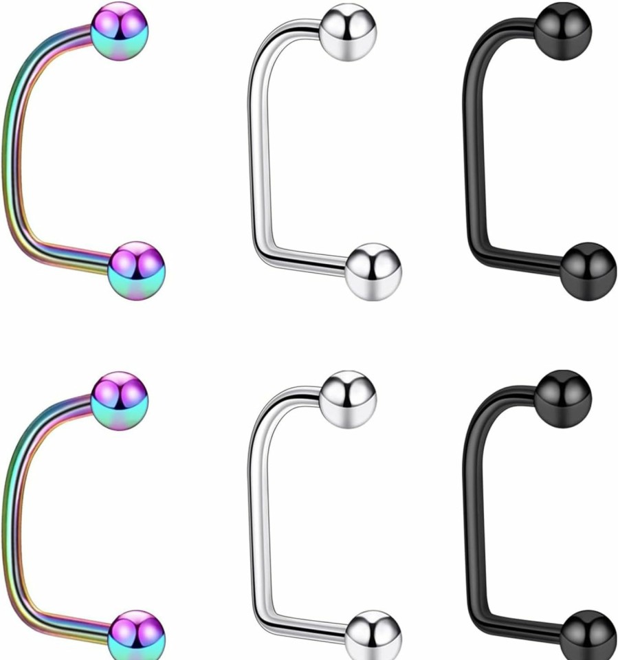 Stuppendux Body Piercing Studs | Stuppendux 16G Round&Cone Tops Stainless Steel U-Shaped Multifunctional Lip Rings Nose Ear Rings Studs Cartilage Earrings Piercing Screws Jewelry For Women Men