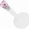 Forbidden Body Jewelry Body Piercing Studs | Forbidden Body Jewelry 16G 10Mm Bioflex Tragus Earring, Helix Earring And Labret Piercing Stud, 2Mm Pink Cz Crystal