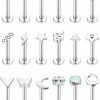 FIBO STEEL Body Piercing Studs | Fibo Steel 18 Pcs 16G Forward Labret Helix Earrings Lip Nose Studs For Women Stainless Steel Tragus Medusa Conch Piercing Lip Jewelry Monroe Piercings Jewelry