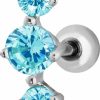 Forbidden Body Jewelry Body Piercing Studs | Forbidden Body Jewelry 16G 6Mm Surgical Steel 5-Gem Curved Cz Crystal Cartilage Stud Earring