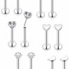 Vsnnsns Body Piercing Studs | Vsnnsns 20G 18G 16G Push In Lip Rings Stainless Surgical Steel Labret Jewelry Monroe Lip Rings Nail Cartilage Tragus Helix Earrings Studs Nose Ring Medusa Piercing Jewelry For Women Men 6 Pairs