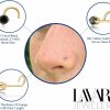 Lavari Jewelers Body Piercing Studs | Lavari Jewelers 0.01 To 0.07 Carat Black Diamond Curved Screw Nose Ring For Women In 14K White Or Yellow Gold 22 Gauge Nose Ring