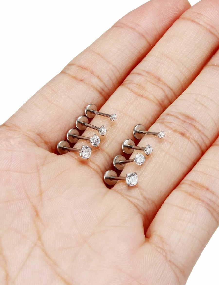 Boernfnso Body Piercing Studs | Boernfnso 20G 18G Threadless Push In Nose Rings Studs Surgical Steel Pushin Straight Nose Stud 1.5Mm 2Mm 2.5Mm 3Mm Round Cz Crystal Nose Piercing Jewelry For Women Men