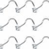 Ocptiy Body Piercing Studs | Ocptiy 18G 20G 22G Hypoallergenic Silver Nose Rings Studs 316L Surgical Steel Screw Straight L Shaped Nose Studs Shiny Cubic Zirconia Nose Nostril Rins Piercing Jewelry For Women Men Cz 1.5Mm 2Mm