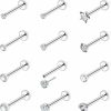 Xwnskvvz Body Piercing Studs | Xwnskvvz 20G 18G Threadless Push In Nose Rings Studs Surgical Steel Pushin Nose Stud 1.5Mm 2Mm 2.5Mm 3Mm Round/Star/Heart Crystal Nose Piercing Jewelry For Women Men