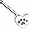 Covet Jewelry Body Piercing Studs | Heart Paw Animal Lover Nose Stud Ring