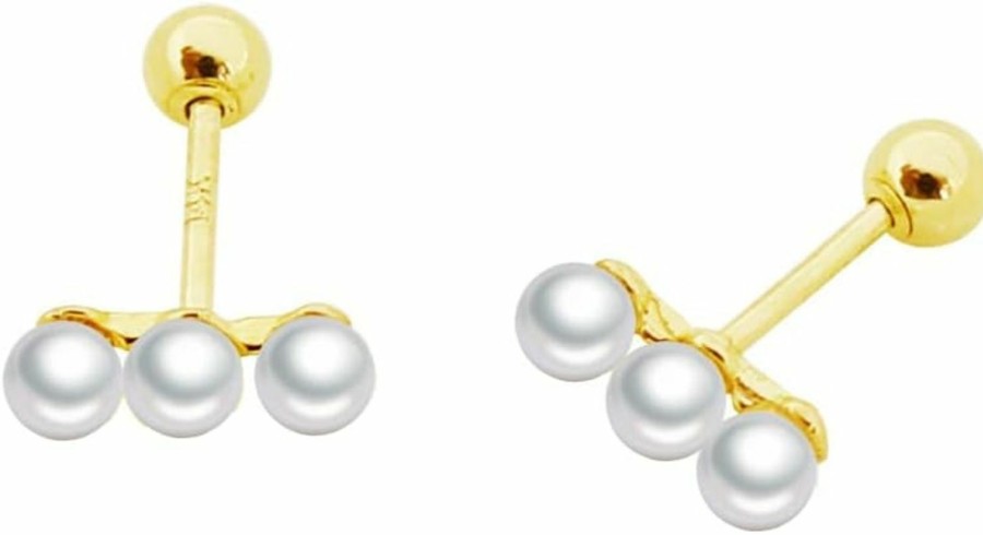 NewZenro Body Piercing Studs | 20G Minimalist 3 Pearl 925 Sterling Silver Tiny Mini Cute Small Ball Cartilage Stud Earrings For Women Teen Girls Sensitive Ear Dainty Simple Piercing Post Screw Back Helix Tragus Hypoallergenic Fashion Jewelry Gifts Daughter Bff Birthday Girlfirend Her Wife