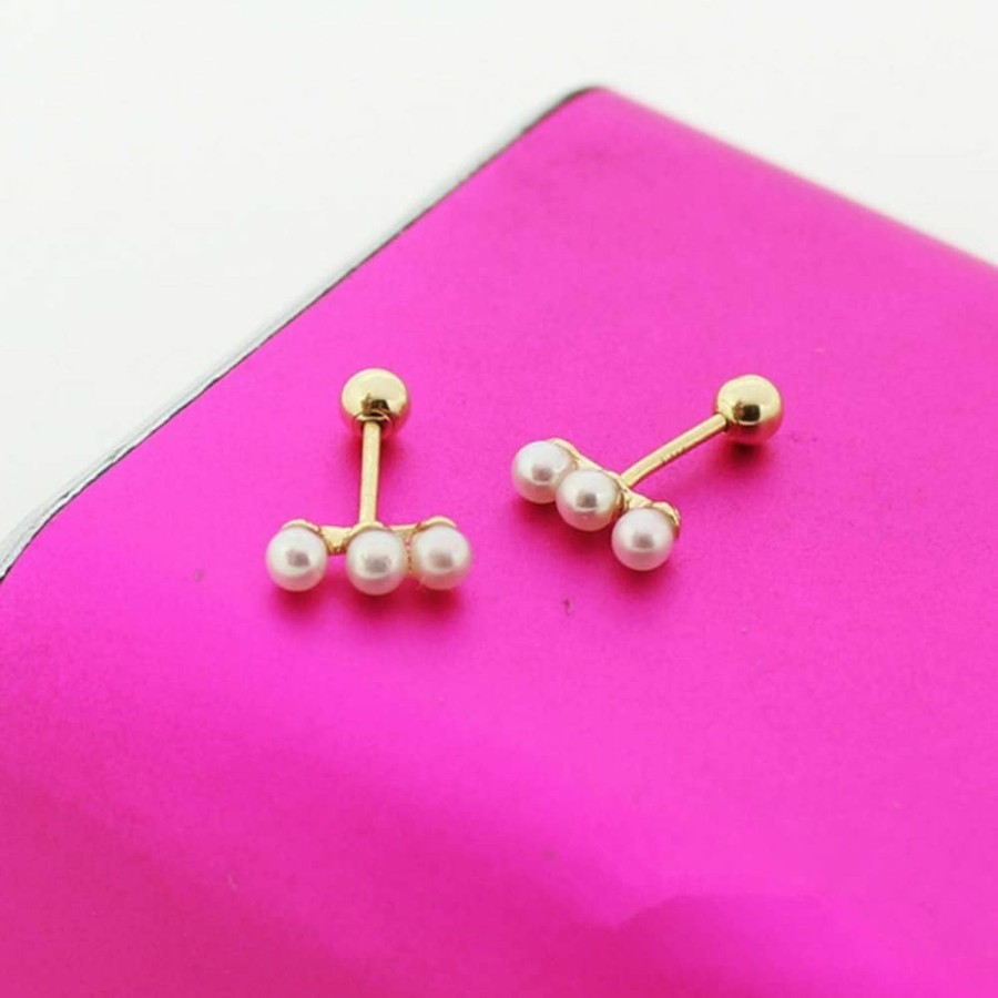 NewZenro Body Piercing Studs | 20G Minimalist 3 Pearl 925 Sterling Silver Tiny Mini Cute Small Ball Cartilage Stud Earrings For Women Teen Girls Sensitive Ear Dainty Simple Piercing Post Screw Back Helix Tragus Hypoallergenic Fashion Jewelry Gifts Daughter Bff Birthday Girlfirend Her Wife