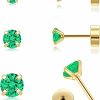 MHWTTY Body Piercing Studs | Handmade Tiny Flat Back Stud Earrings: 3 Pairs 14K Gold Plated Screw Flatback 2 3 4Mm Cubic Zirconia Earrings Cartilage Piercing Jewelry For Women Helix Tragus Earlobe