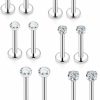 Xnsjeyy Body Piercing Studs | Xnsjeyy 16G 18G 20G Threadless Push In Lip Rings For Women Stainless Steel Labret Jewelry Monroe Lip Ring Medusa Piercing Jewelry Tragus Helix Cartilage Earring Piercing Jewelry For Women Silver Cz