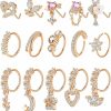 Vegolita Body Piercing Studs | Vegolita 15Pcs 20G 316L Stainless Steel Dangle Nose Rings Hoop For Women Girls L Shape Nose Stud Cz Heart Flower Butterfly Nose Rings Piercing Jewelry