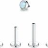 Generic Body Piercing Studs | 16G Internally Thread Labret Stainless Steel Lip Ring Studs Opal Monroe Lip Tragus Cartilage Helix Earring Ring 6/8/10/12Mm Body Piercing Jewelry