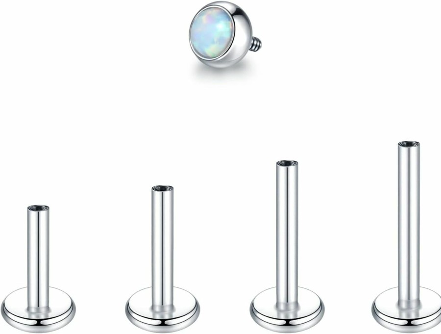 Generic Body Piercing Studs | 16G Internally Thread Labret Stainless Steel Lip Ring Studs Opal Monroe Lip Tragus Cartilage Helix Earring Ring 6/8/10/12Mm Body Piercing Jewelry